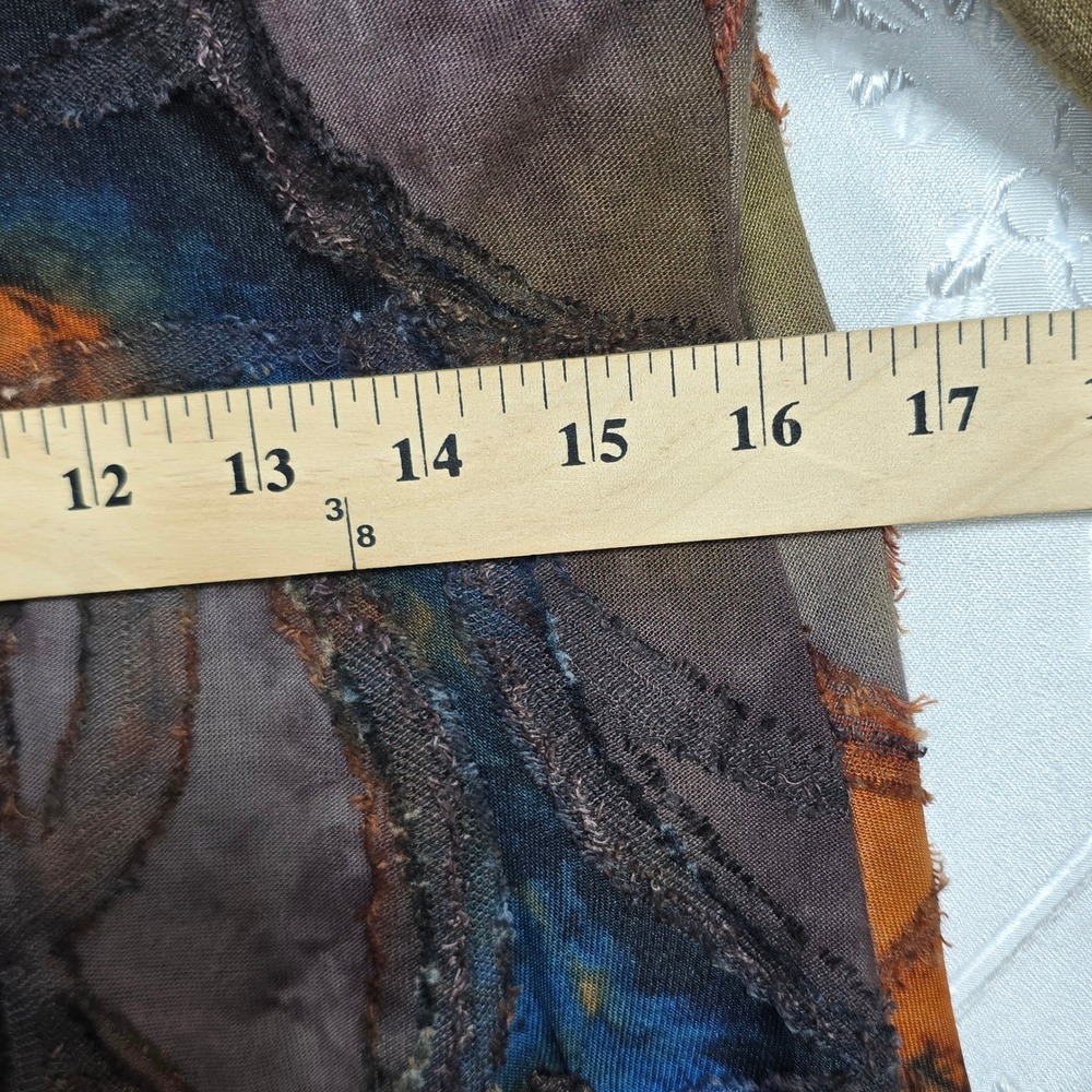Feratelli Colorful Patchwork Top Woman Medium Cowl Neck Abstract Artsy Steampunk - Picture 6 of 12